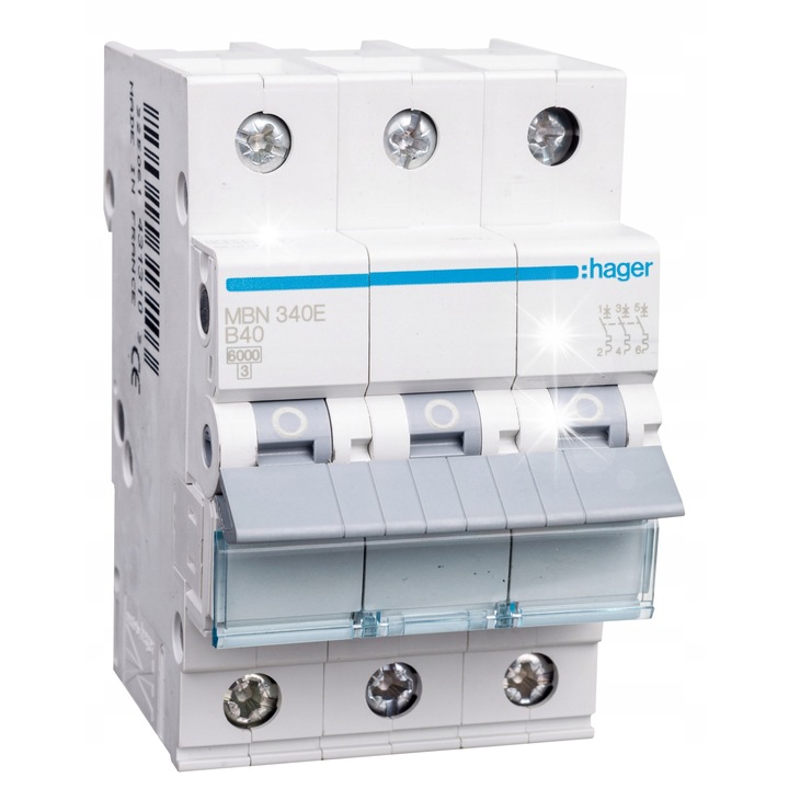 Siguranta electrica Hager 3P B 40A 6kA, 70x52,5x83mm