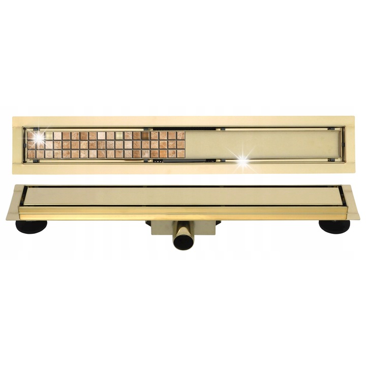 Scurgere liniara prajitorie 70 cm, Estiva, inox, culoare aurie, adancime montaj 52 mm, set complet