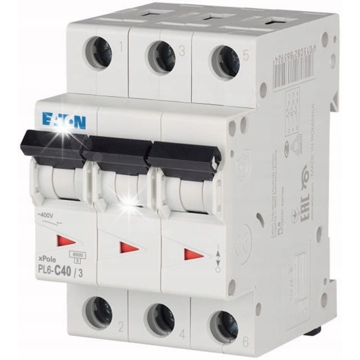 Automata megszakító 40A 3P C 6KA 3MW - EATON PL6