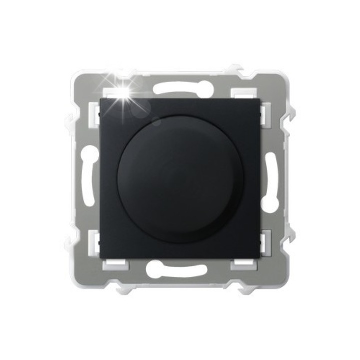 Univerzális fényerőszabályzó Ospel SZAFIR, fekete metál, 0-100W LED, 10-250W GLS, 75x75x47mm