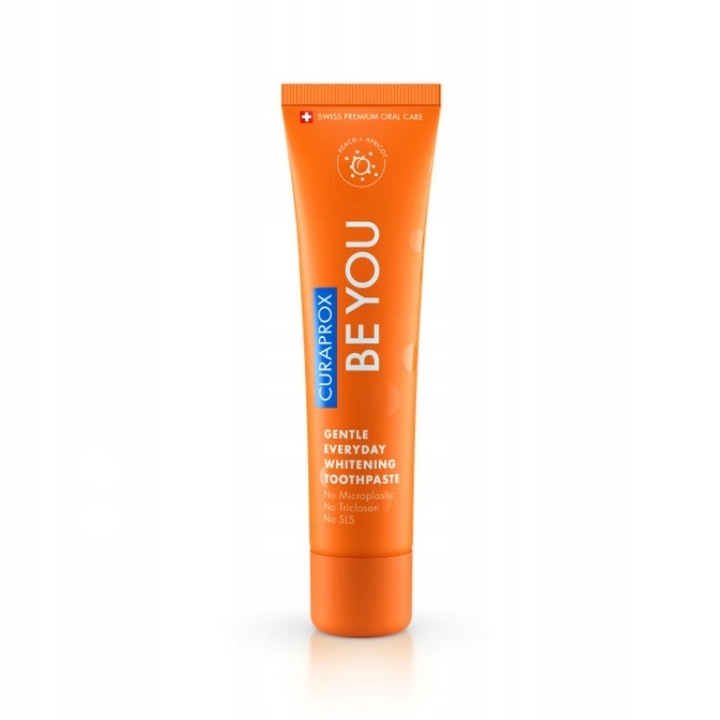 Pasta de dinti Curaprox Be You, aroma piersica + caise, 60ml, efect de albire