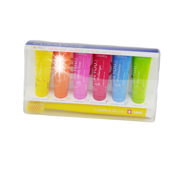 Set pasta de dinti si periuta Curaprox Be You, 6x10ml, alb