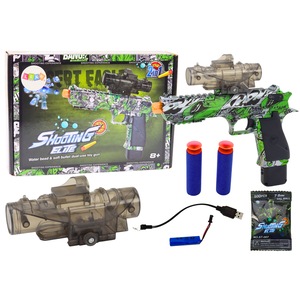 Pistol cu bile de apa, LEAN TOYS, 76cm, 5000 bile, camuflaj verde