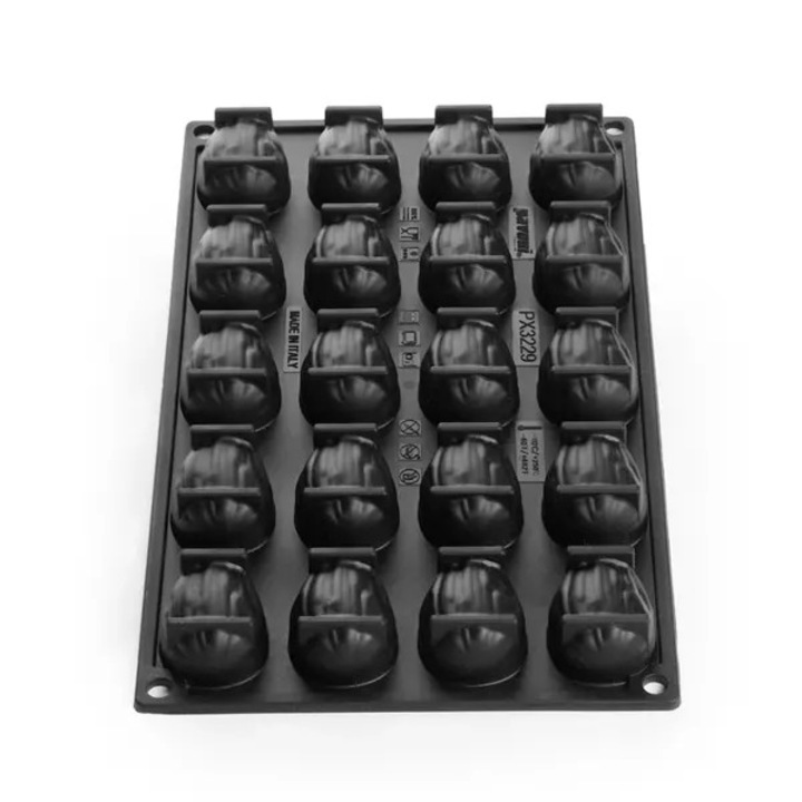 Forma din silicon pentru monoportii, Migdala (Almonds) by Emmanuele Forcone, 20 cavitati, 300x175mm, 46x32x23mm, 20 ml