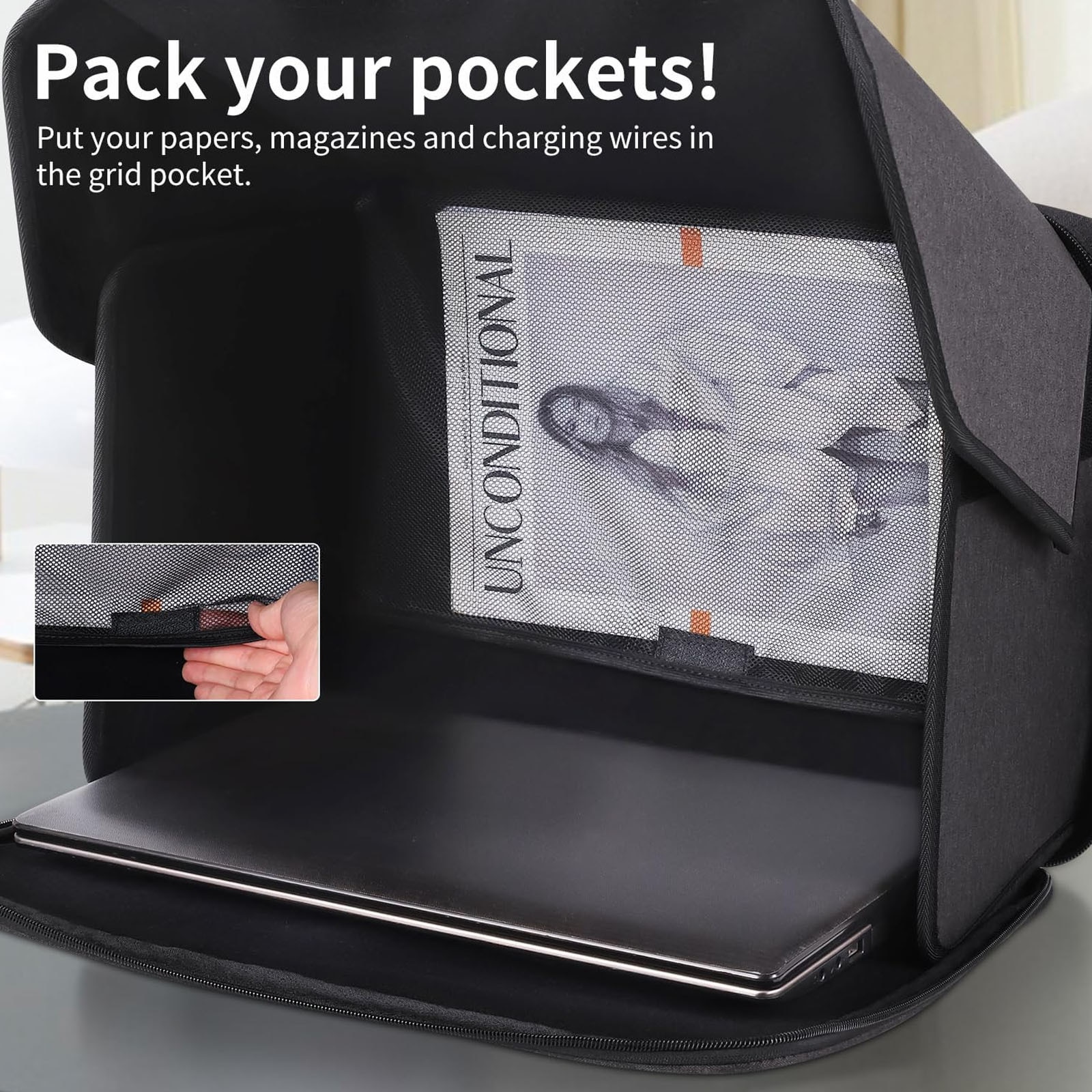 2 in 1 Husa laptop, AFKSMILE, Geanta pentru laptop, Husa usoara de protectie impotriva razelor solare si a privirilor curioase, ideala pentru lucrul in aer liber, Rezistenta la uzura, Portabila, Poliester, 26x35cm, Negru