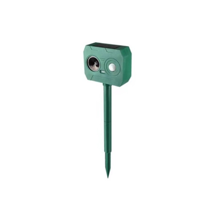 Repelent solar ultrasonic pentru animale de companie, impermeabil, cu senzor de miscare si lumina rosie