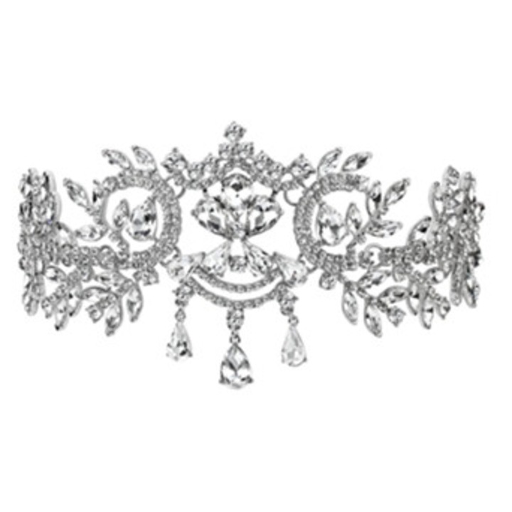 Tiara vintage din cristal, accesorii par, alb