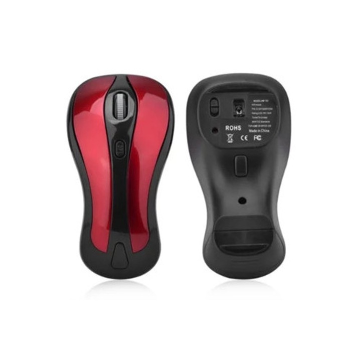 Mouse Air Fly 2.4G, 2 in 1, 1600 DPI, rosu si negru