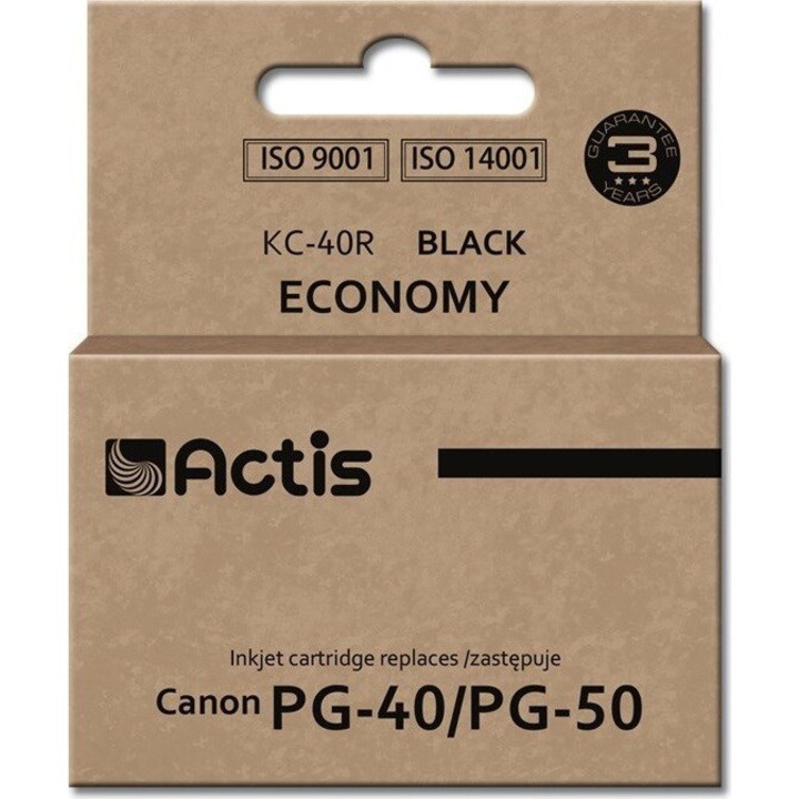 Kompatibilis nyomtatópatron, ACTIS, PG-40/PG-50, pigmentált tinta, 22 ml, fekete