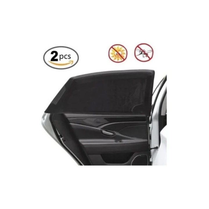 Parasolar auto set 2 piese, plasa respirabila, protectie UV, multicolor