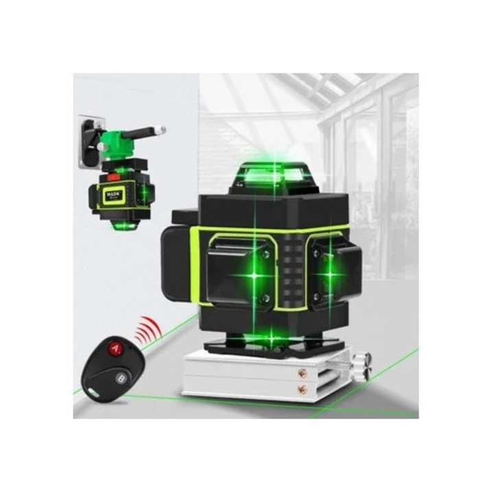 Nivel laser verde 4D, 16 linii, auto-nivelare, precizie ridicata, verde