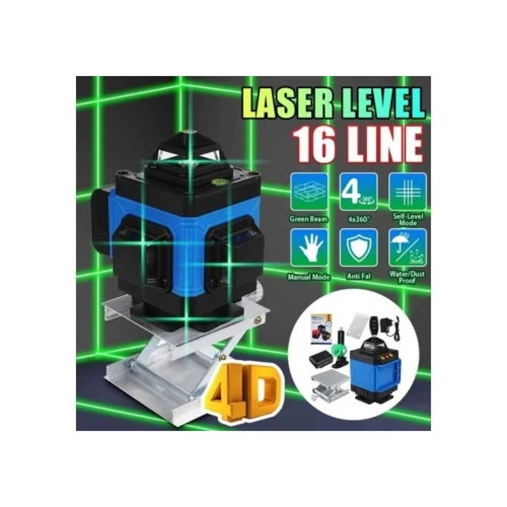 Nivel laser automat cu telecomanda, 16 linii, 25M, 3-4D