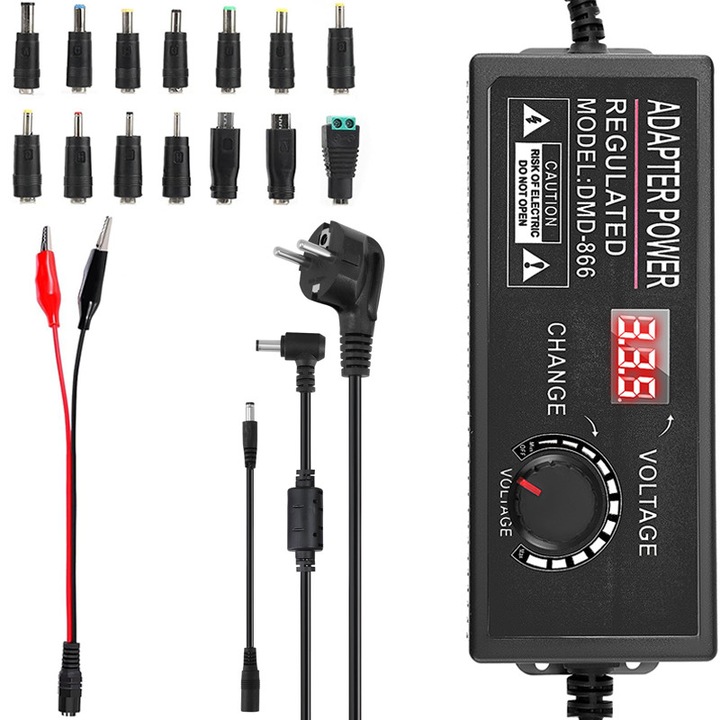 Univerzális AC/DC adapter 3-36V, Rqiurpn, 4A, 144W, 14 DC csatlakozó, 50cm kábel
