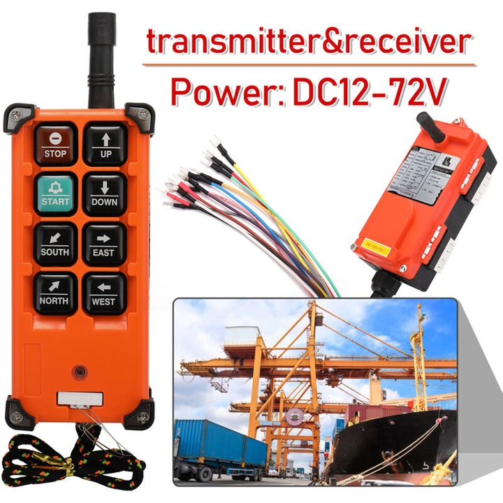 Telecomanda wireless pentru macarale, F21-E1B, portocaliu-negru, 31x21x17cm