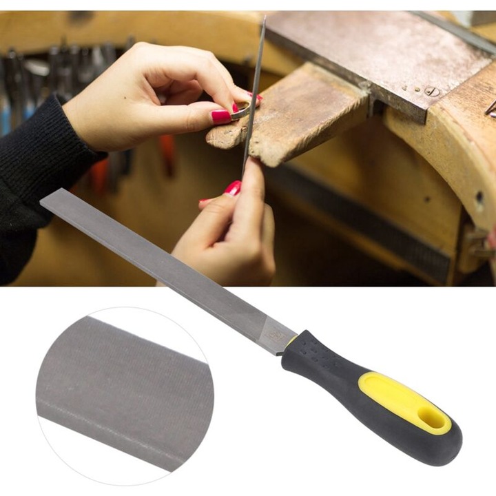 T12 acél fűrész, ergonomikus nyéllel ellátott élező, 31cm, finom fogazás