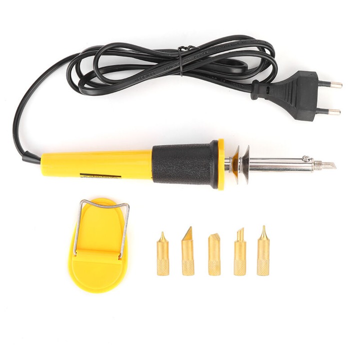 Pistol de pyrogravura 40W, 400°C, maner din cauciuc, 5 varfuri interschimbabile, 220V