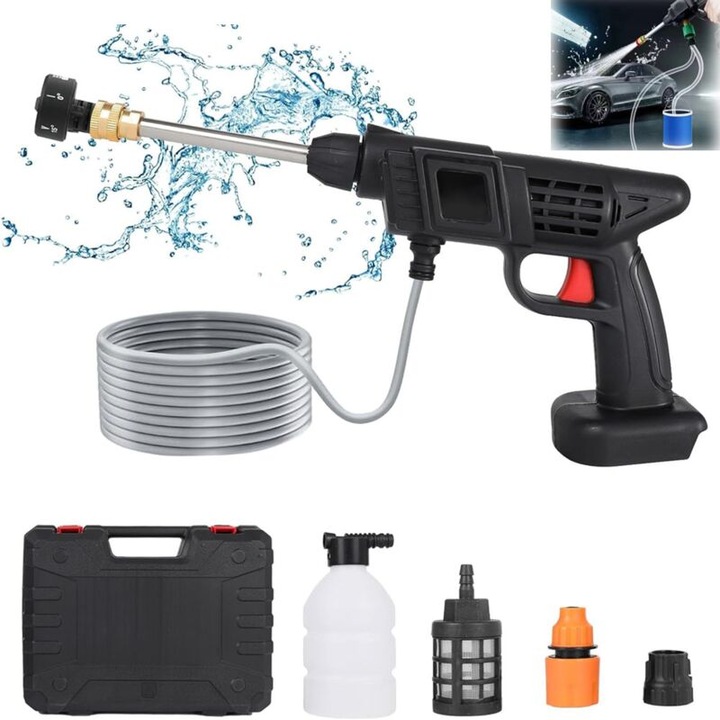 Hordozható nagynyomású mosó, 460W, 1300PSI, 4L/perc áramlási sebesség, 5m tömlő