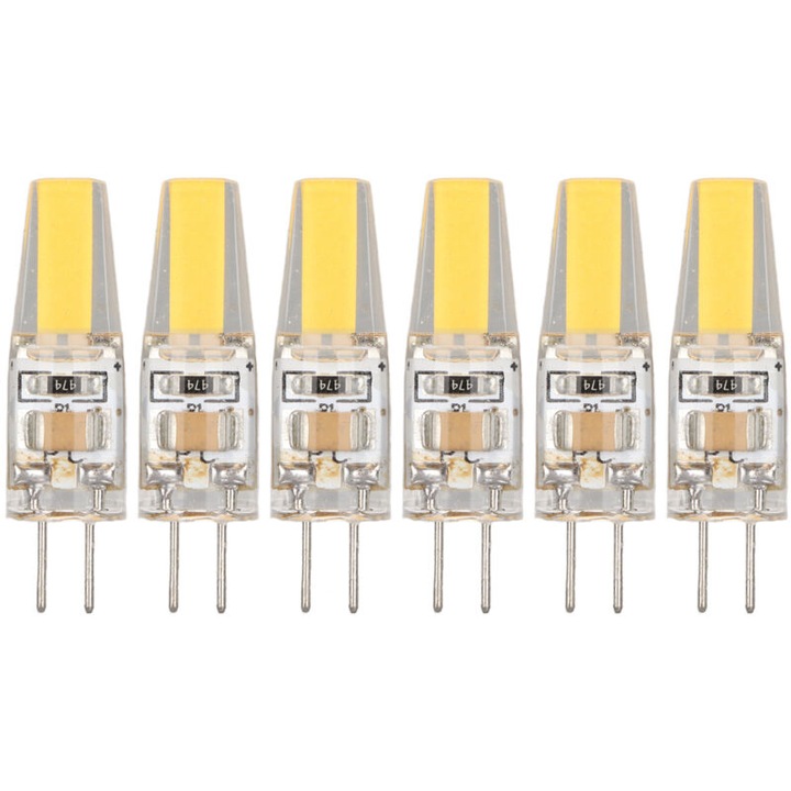 Комплект от 6 броя, G4 LED крушка/лампа от силиконов гел, 6W 500LM, топло бяла 3000K, 220V, 6 x 6W