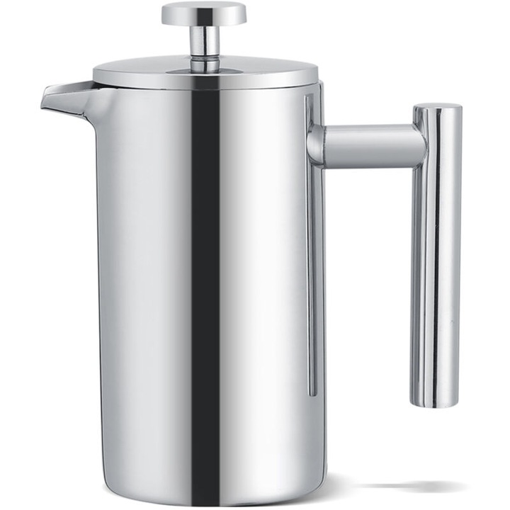 Cafetiere din inox 350ml, design elegant, izolatie cu doua pereti, dimensiuni 7.5x17cm