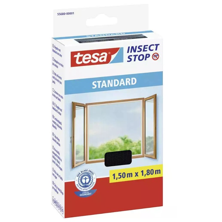 Plasa tantari pentru fereastra Tesa, 1,5x1,8m, alb, cu banda autocolanta