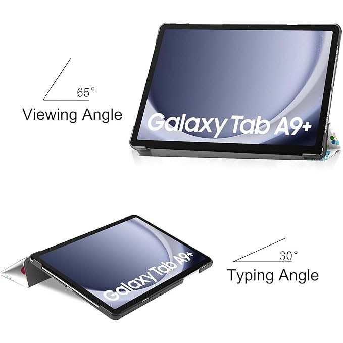 Husa pentru Samsung Galaxy Tab A11+ Plus 2025 / A9+ Plus 2023 11 inch, cu somn/trezire automata, design pliabil in trei pozitii, capac magnetic flip, din piele ecologica PU si carcasa PC, fluture