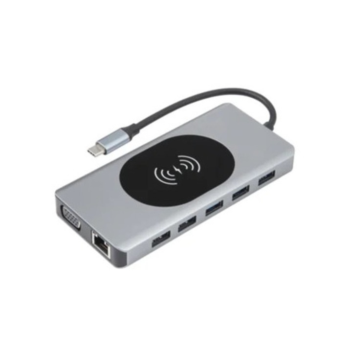 Docking Station multifunctional 14 in 1, tip C, incarcare fara fir