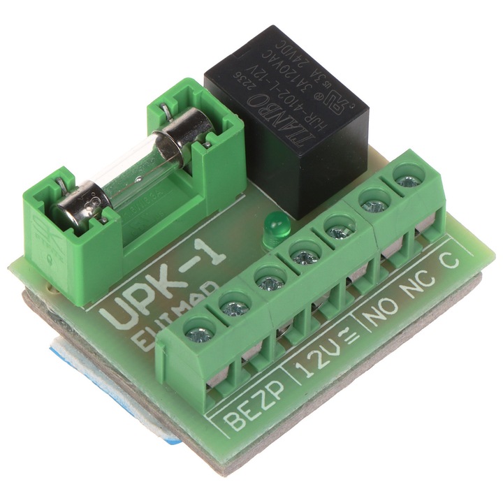 UPK-1 relé modul, 1 kimenet, 12 V AC/DC, 40x34x19mm