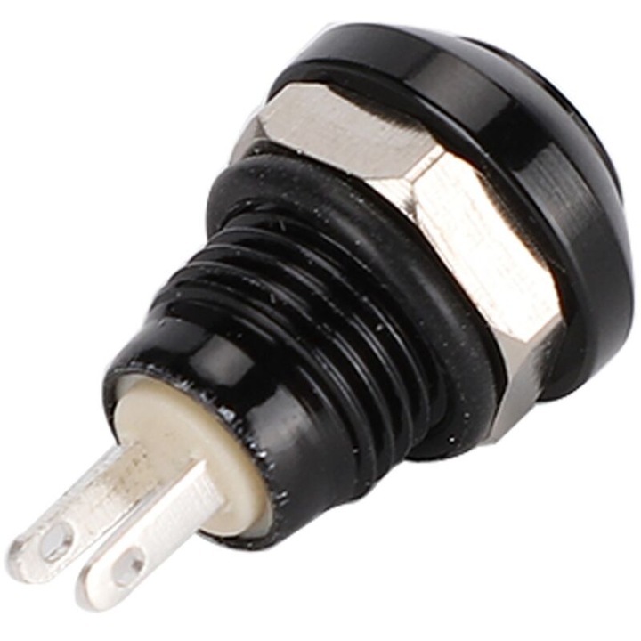 Pillanatnyi nyomógomb, 8 mm, vízálló, 24V, 1A, fekete, szett