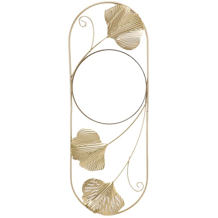 Fali dekoratív fém tükör, művészi design, 45,6x16,7cm, többszínű