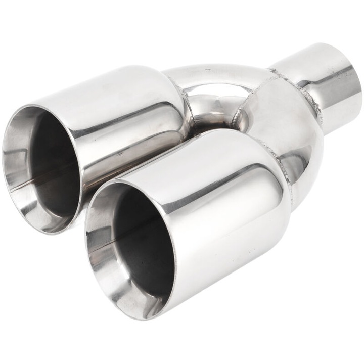 Ornament dublu pentru evacuare auto, otel inoxidabil, 63 x 89 mm, tip Y, universal, pentru sudare