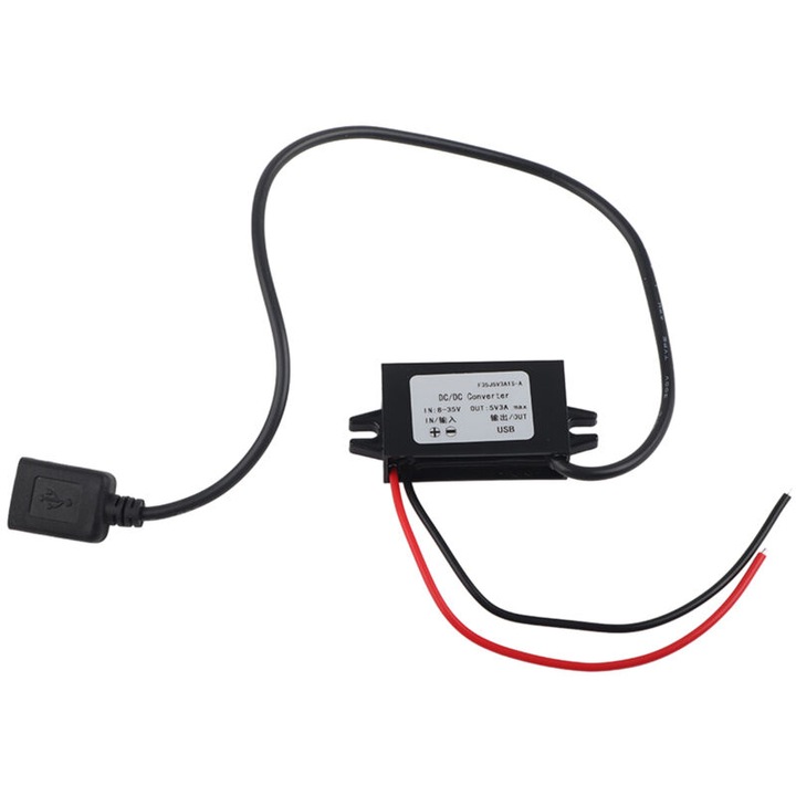 DC-DC átalakító 12V/24V-ról USB 5V 3A-re, 15W, túláramvédelem, 43g