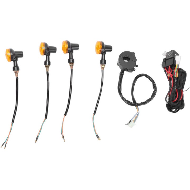 Kit de Clignotante pentru Moto, Interrupator de Comanda 3 in 1 cu Relais Reglabil, Cablaj Robust, pentru Biciclete cu Guidon de 23 mm