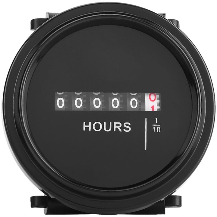 Compteur horaire, 0-99 999,9 ore, etans, pentru motoare, 8-80 V DC, 70g