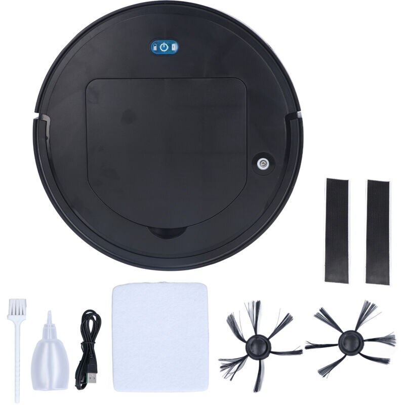 Aspirator robot 3 in 1, multifunctional, curatare umeda si uscata, negru, 30.1x29.5x6.2cm, set complet