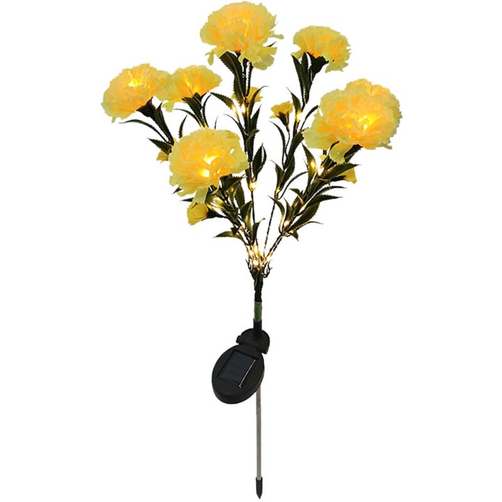 Lampa solara decorativa cu flori, impermeabila, 80cm, galben, set 1 bucata