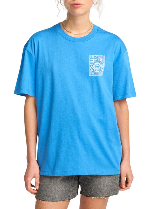 Billabong női póló, Always Looking, elöl és hátul mintás, kék, pamut, M INTL