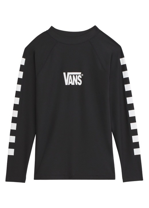 Горна част рашгард за деца, Vans, дълги ръкави, бързосъхнещ, черен, еластичен материал