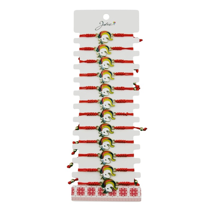 Martisor Fonott Karkötő Rozsdamentes Acél Medállal, Női, 12 darabos szett, Leski