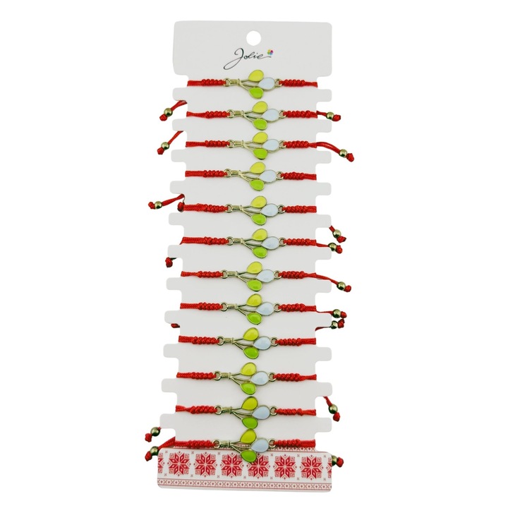 Martisor Fonott Karkötő Rozsdamentes Acél Medállal, Női, 12 darabos szett, Leski