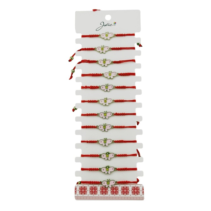 Martisor Fonott Karkötő Rozsdamentes Acél Medállal, Női, 12 darabos szett, Leski