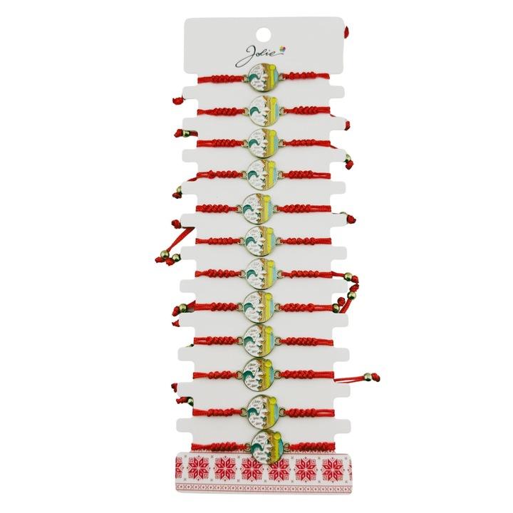 Martisor Fonott Karkötő Rozsdamentes Acél Medállal, Női, 12 darabos szett, Leski