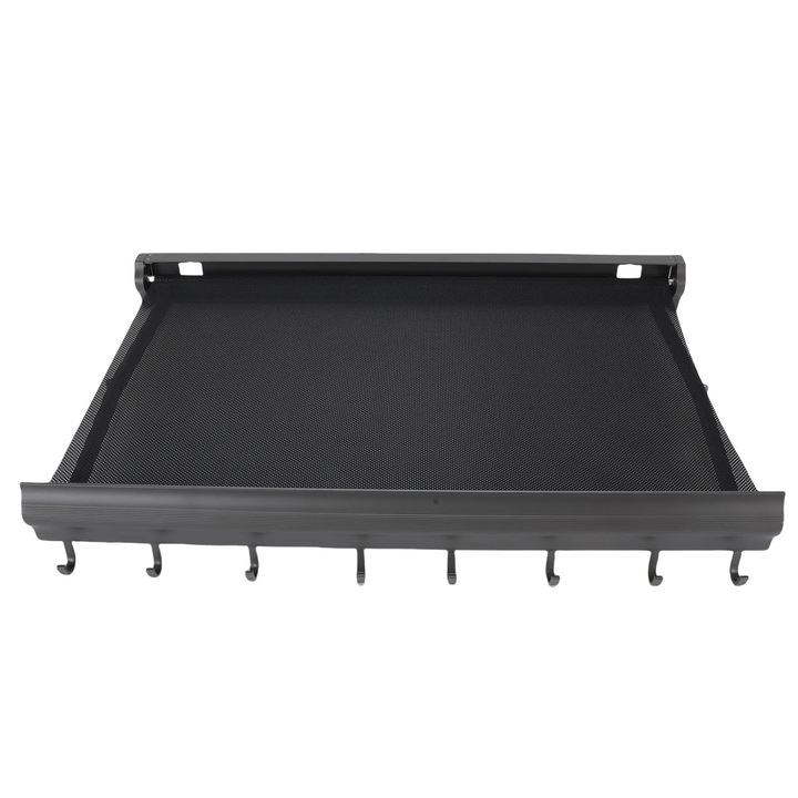 Uscator de rufe montat pe perete, Extensibil 60 cm, Rabatabil, Economie de spatiu, Aluminiu, Cu plasa, Gri