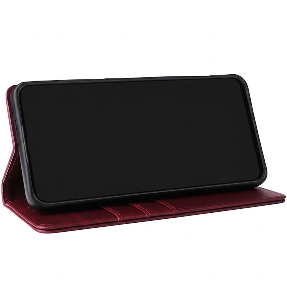 Husa pentru Honor 400 Smart, Piele ecologica PU Leather Book, 4 buzunare, Inchidere magnetica, Functie stand / suport, Decupaj difuzor apeluri, Acoperire completa 360 de grade, Protectie fata-spate, Tip carte, Visiniu
