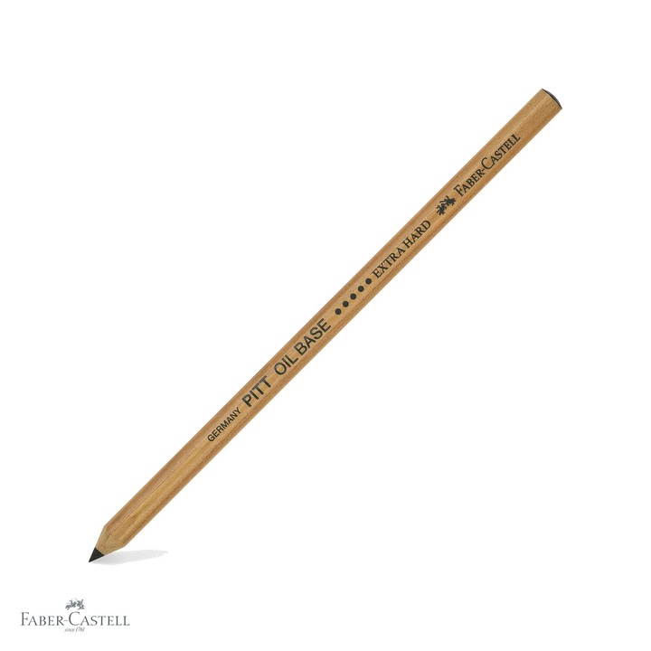 Creion ulei pastel Faber-Castell Pitt, negru extra dur, pentru contururi si detalii fine