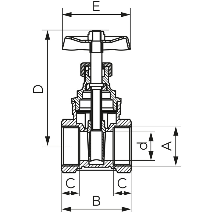 Ferro csapok, Zavor GW-GW, 2 1/2", CW617N-4MS sárgaréz, nikkelmentes