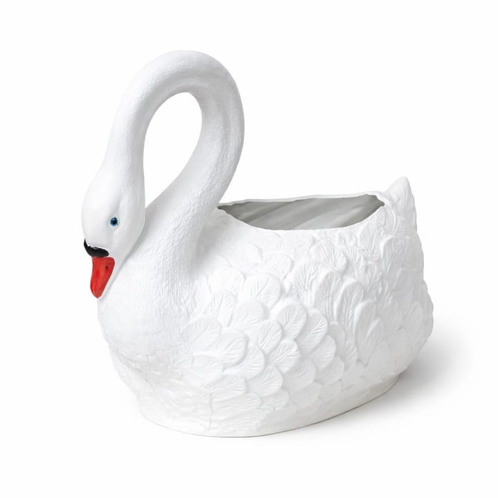 Ghiveci Swan Elegance, Decor Rafinat in Forma de Lebada din Plastic Masiv 35x30x20cm
