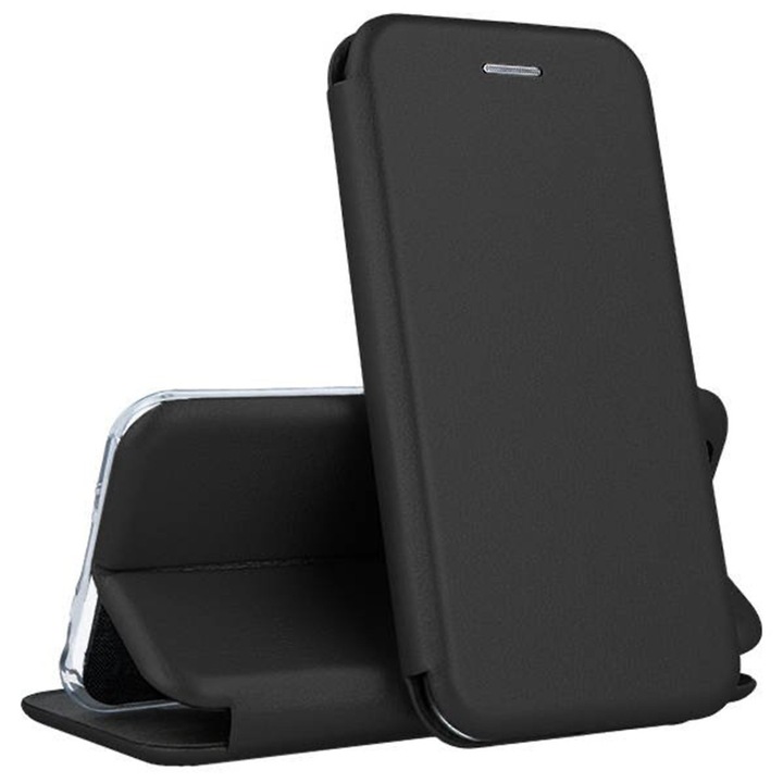 Husa pentru Huawei Huawei P20, Elite Book, PU Leather, Decupaj difuzor apeluri, Colturi rotunde, Inchidere magnetica, Protectie fata - spate, Acoperire completa 360 grade, Tip carte, Negru