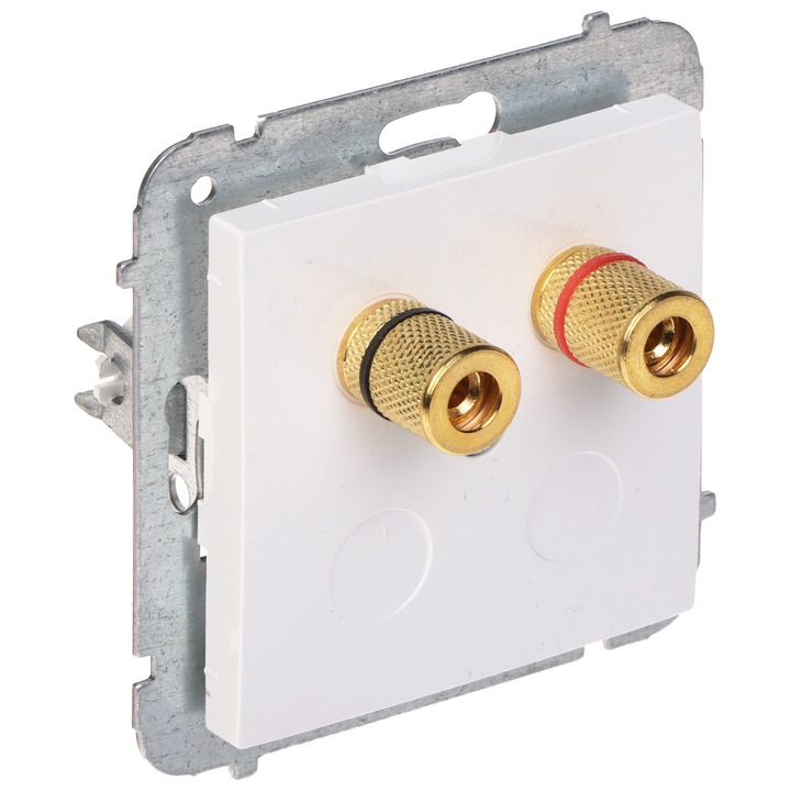 Розетка за високоговорител Santra, 2 x BANAN, бяла, 75x75x49mm Elektro-Plast