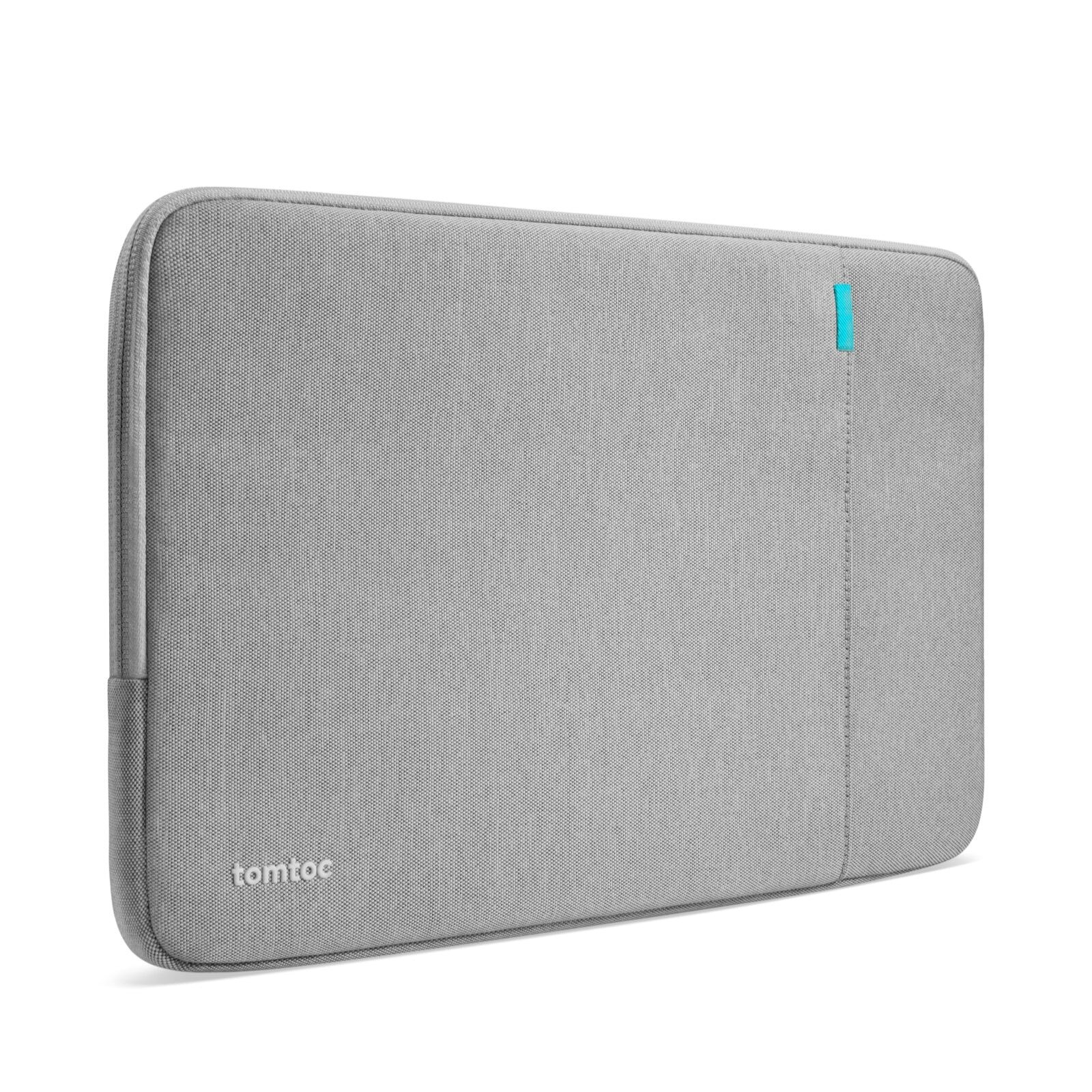 Husa TomToc Defender A13 pentruMacBook Pro 14 (M1-M5), iPad Pro, Surface, XPS 14, CornerArmor, protectie militara 360, interior plusat, fermoare YKK, material eco rezistent la apa, buzunar accesorii, gri