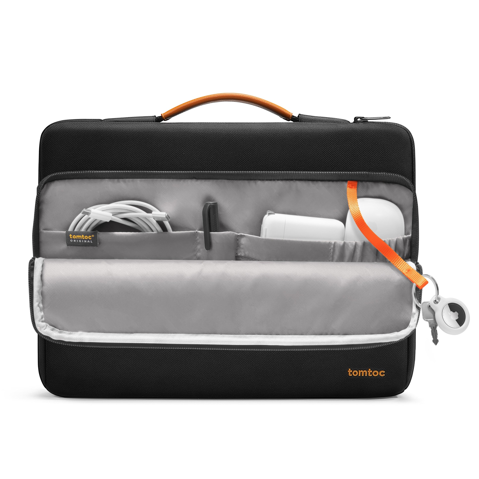 Geanta TomToc Defender A14 pentru MacBook Pro 16 (M1-M5), Surface Book, XPS 16, ThinkPad X1, CornerArmor, protectie militara 360, interior plusat, fermoare YKK, material eco rezistent la apa, organizare optima, negru